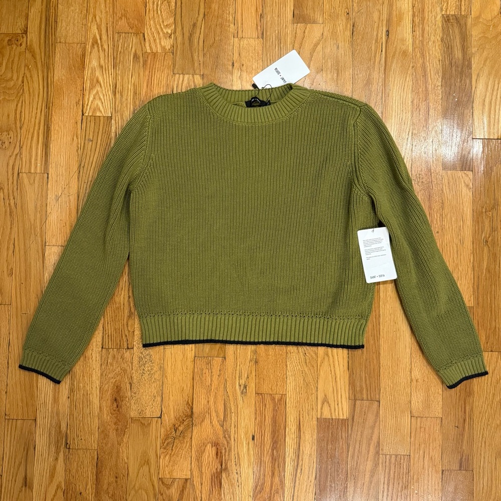 NWT Green Saint + Sofia Remy Crop Sweater